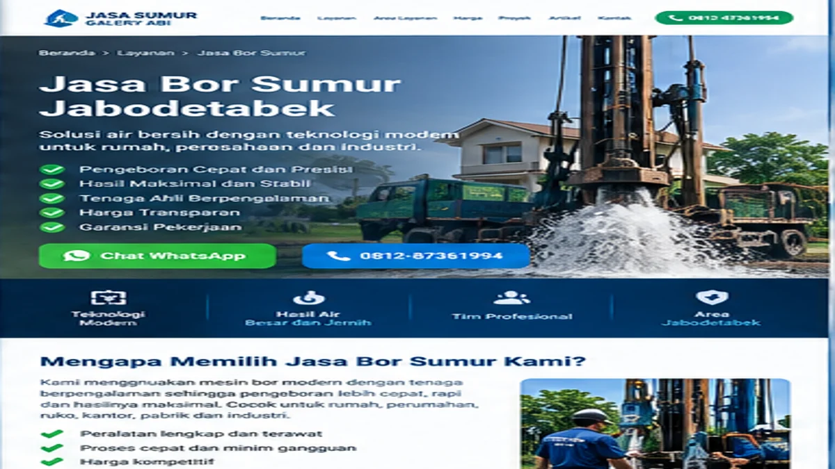Biaya Jasa Bor Sumur Jabodetabek